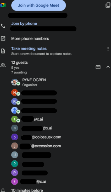 Booked meeting invite